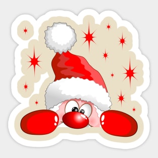 Funny Santa and Reindeer Cartoon Sticker